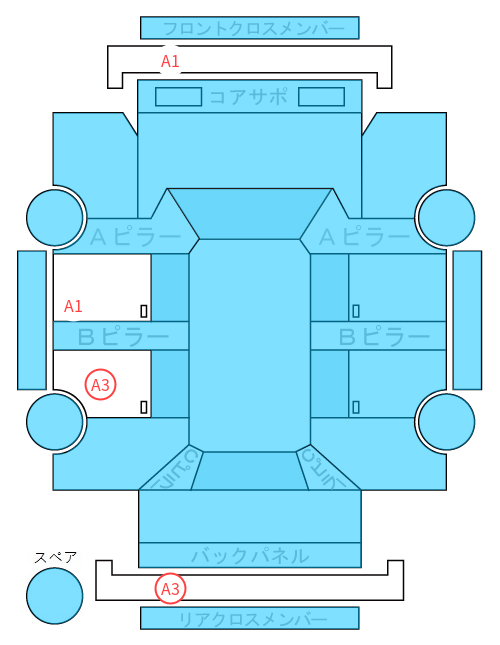 Body condition diagram (damage marks, Japanese labels)