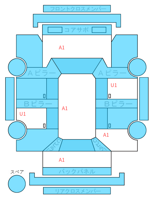 Body condition diagram (damage marks, Japanese labels)