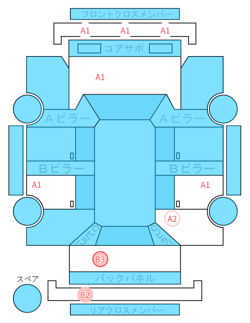 Body condition diagram (damage marks, Japanese labels)
