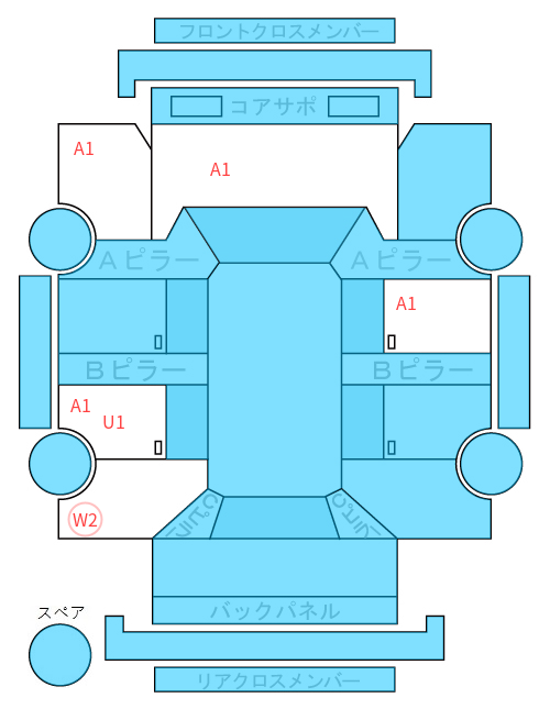 Body condition diagram (damage marks, Japanese labels)