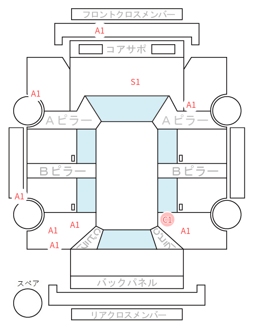 Body condition diagram (damage marks, Japanese labels)