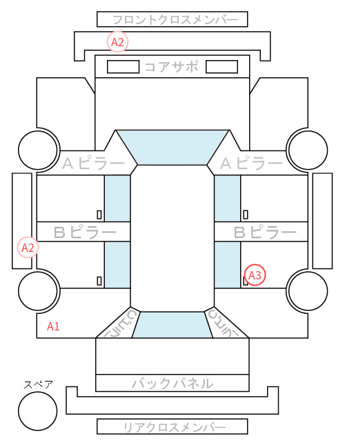Body condition diagram (damage marks, Japanese labels)