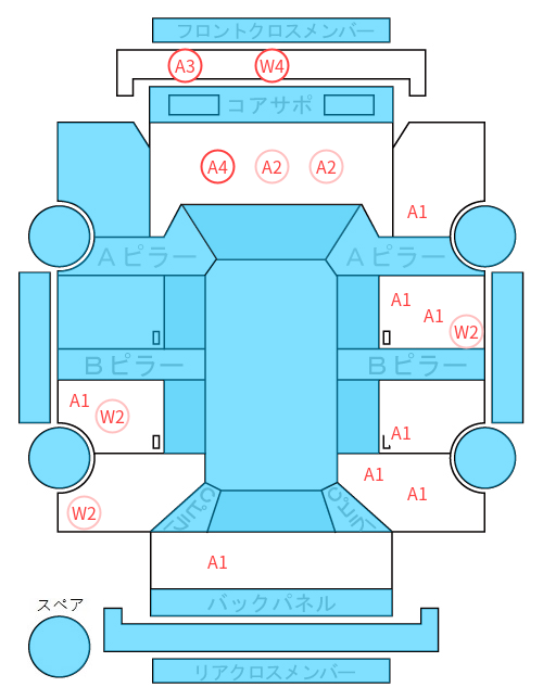 Body condition diagram (damage marks, Japanese labels)