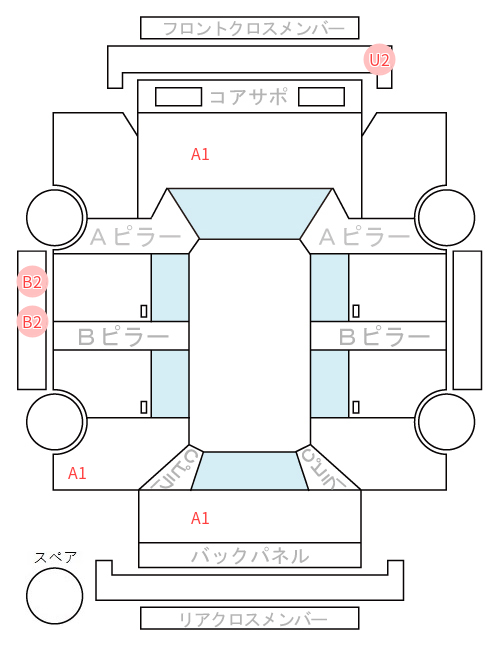 Body condition diagram (damage marks, Japanese labels)