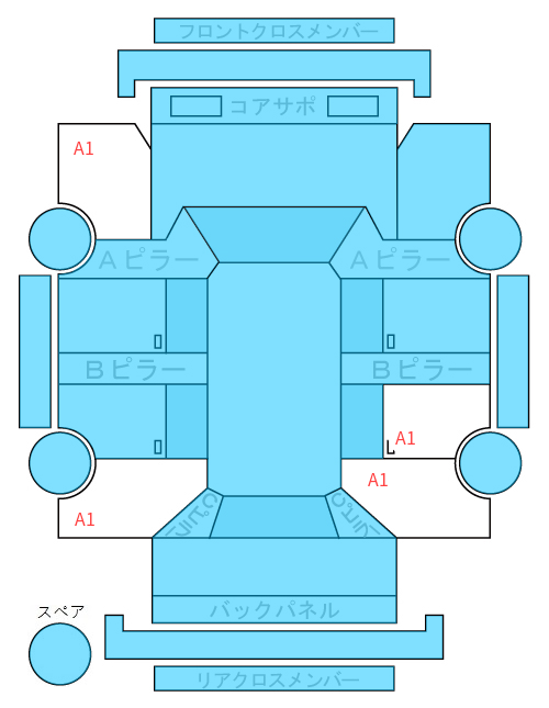 Body condition diagram (damage marks, Japanese labels)