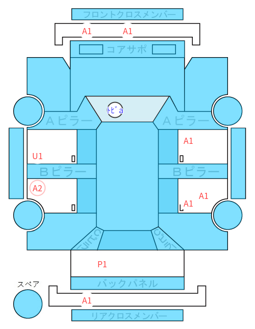 Body condition diagram (damage marks, Japanese labels)