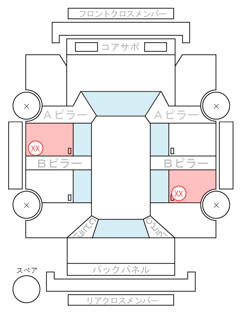 Body condition diagram (damage marks, Japanese labels)