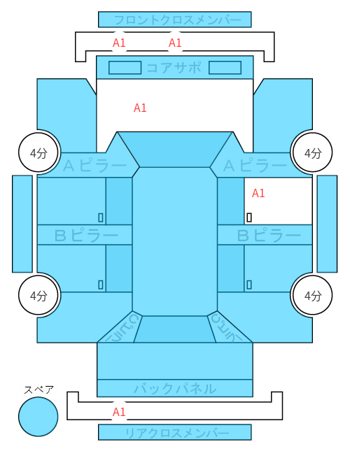 Body condition diagram (damage marks, Japanese labels)