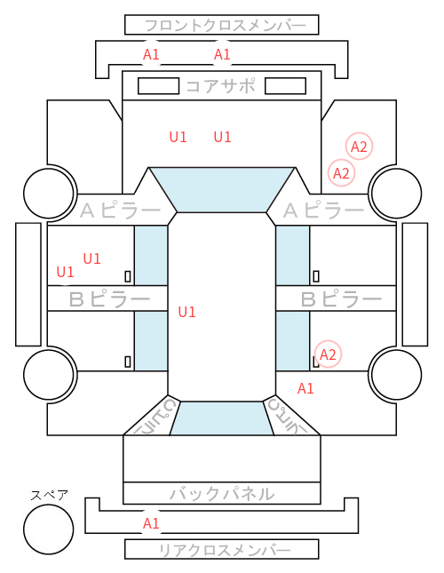 Body condition diagram (damage marks, Japanese labels)