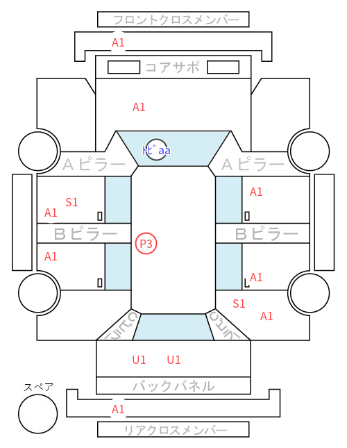 Body condition diagram (damage marks, Japanese labels)