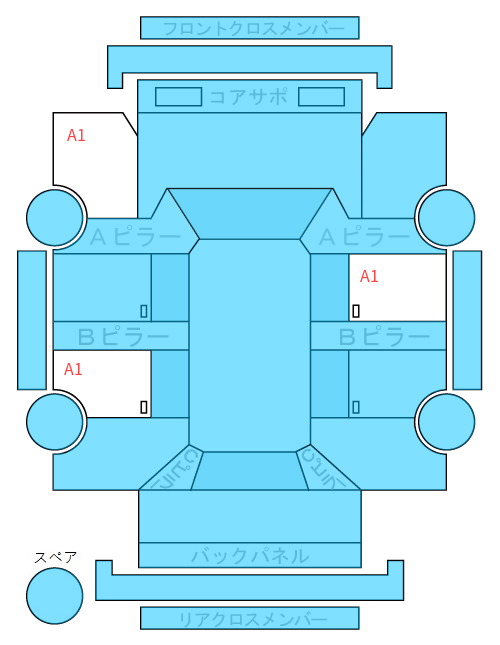 Body condition diagram (damage marks, Japanese labels)