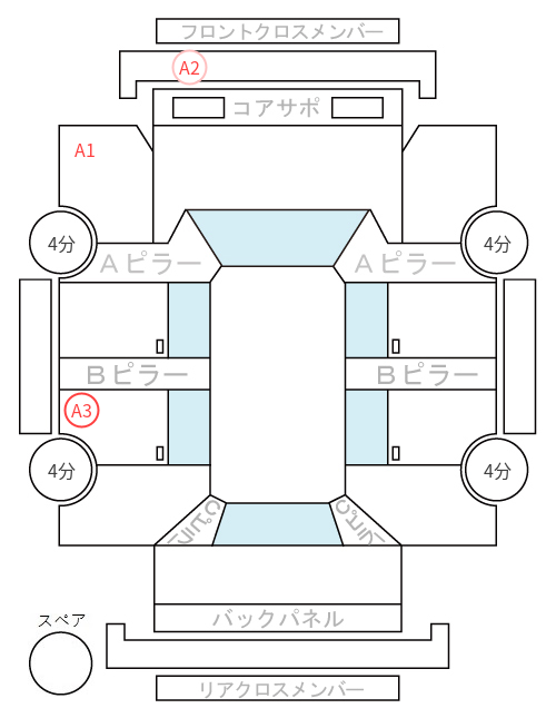 Body condition diagram (damage marks, Japanese labels)