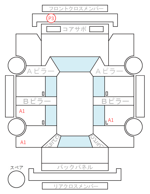 Body condition diagram (damage marks, Japanese labels)