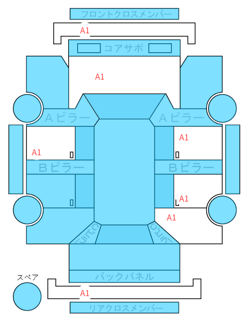 Body condition diagram (damage marks, Japanese labels)