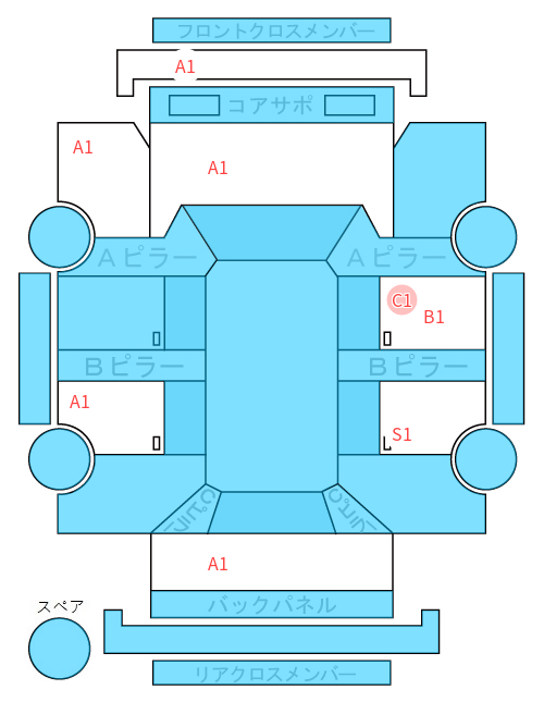 Body condition diagram (damage marks, Japanese labels)