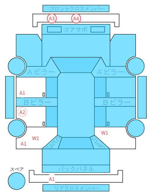 Body condition diagram (damage marks, Japanese labels)