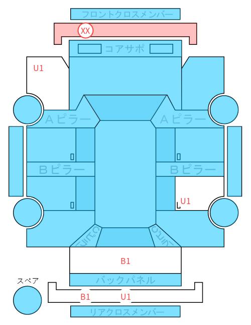 Body condition diagram (damage marks, Japanese labels)