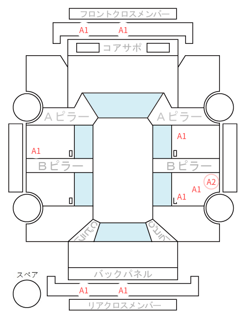 Body condition diagram (damage marks, Japanese labels)