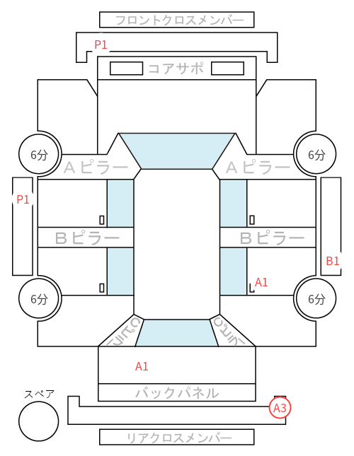 Body condition diagram (damage marks, Japanese labels)