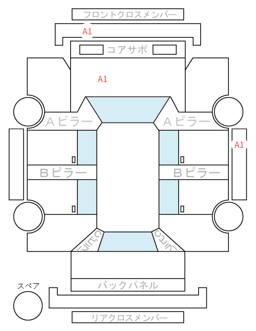 Body condition diagram (damage marks, Japanese labels)