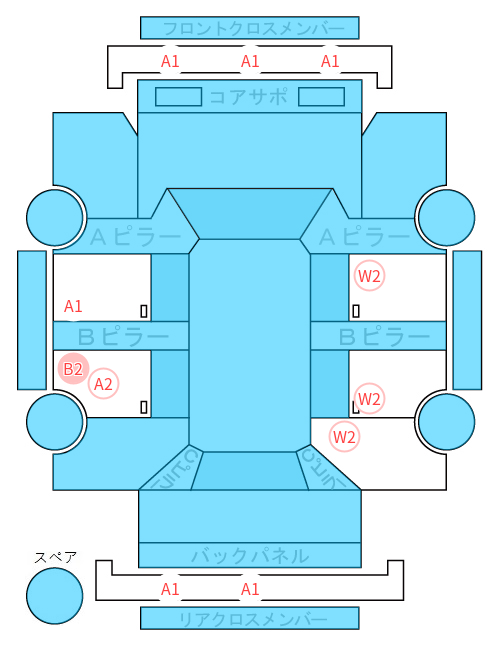 Body condition diagram (damage marks, Japanese labels)