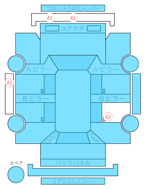 Body condition diagram (damage marks, Japanese labels)