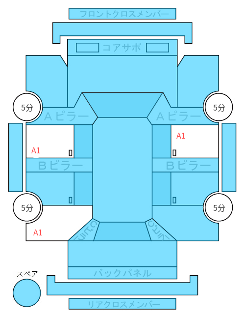 Body condition diagram (damage marks, Japanese labels)
