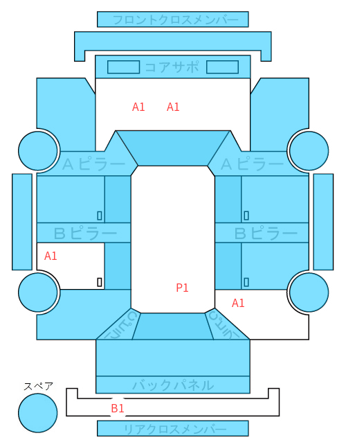 Body condition diagram (damage marks, Japanese labels)