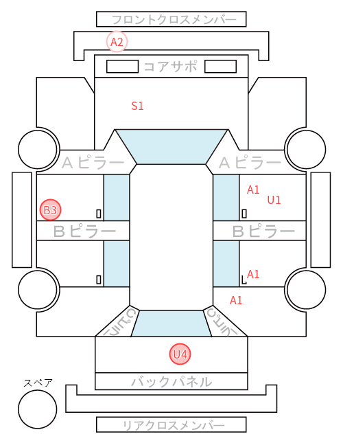 Body condition diagram (damage marks, Japanese labels)