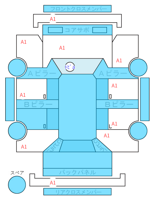 Body condition diagram (damage marks, Japanese labels)