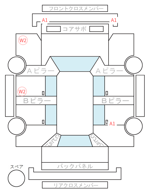 Body condition diagram (damage marks, Japanese labels)