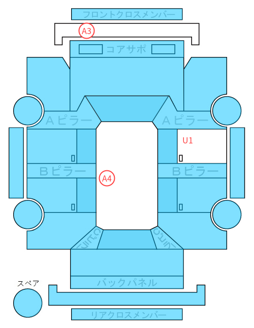 Body condition diagram (damage marks, Japanese labels)