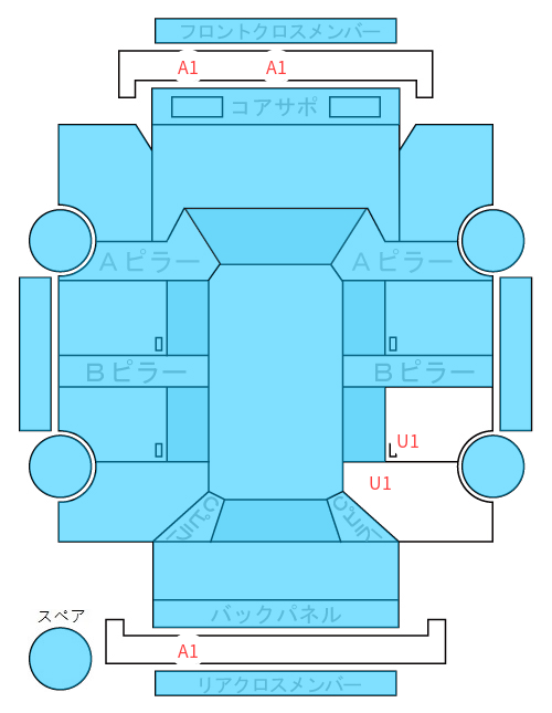 Body condition diagram (damage marks, Japanese labels)