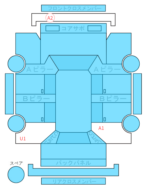 Body condition diagram (damage marks, Japanese labels)