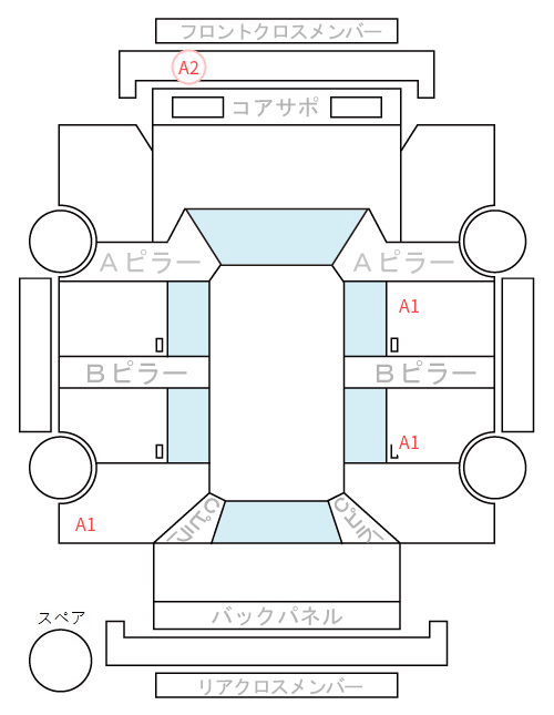 Body condition diagram (damage marks, Japanese labels)