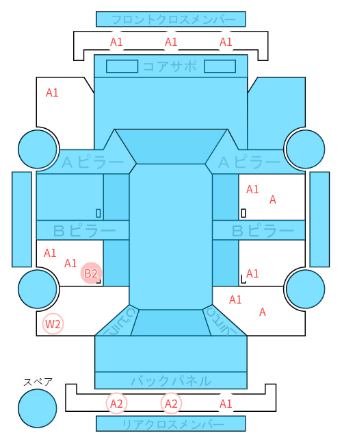 Body condition diagram (damage marks, Japanese labels)