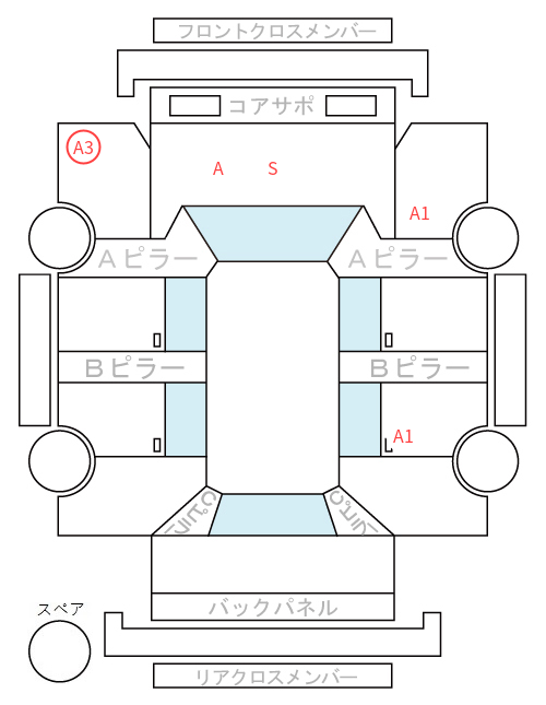 Body condition diagram (damage marks, Japanese labels)
