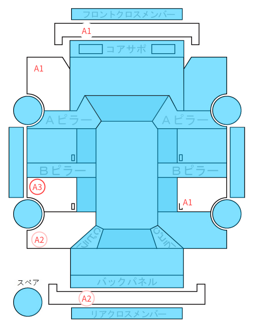 Body condition diagram (damage marks, Japanese labels)
