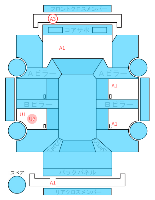 Body condition diagram (damage marks, Japanese labels)