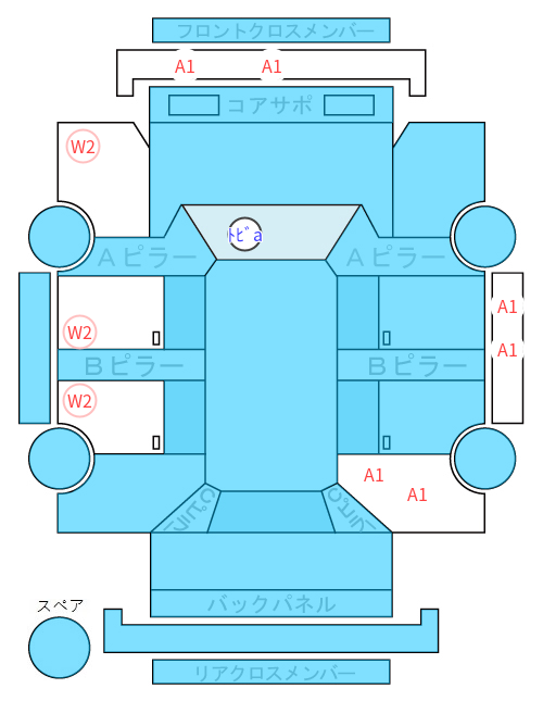 Body condition diagram (damage marks, Japanese labels)