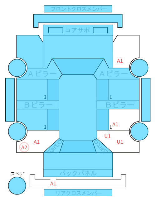 Body condition diagram (damage marks, Japanese labels)