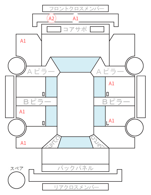 Body condition diagram (damage marks, Japanese labels)