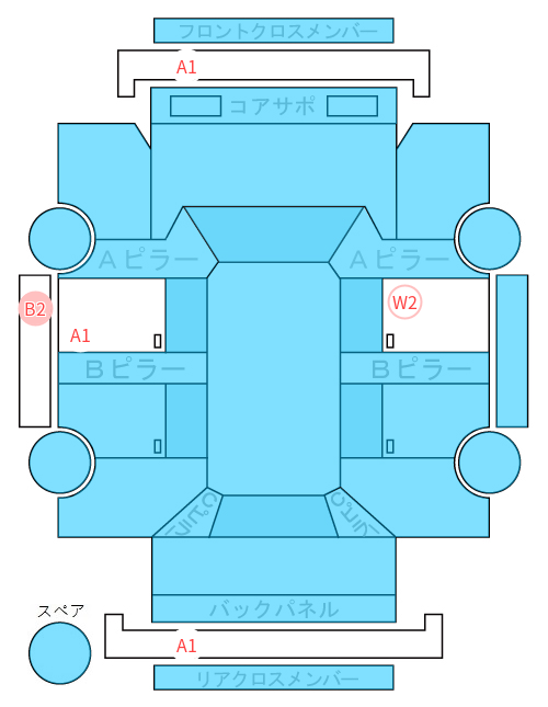 Body condition diagram (damage marks, Japanese labels)