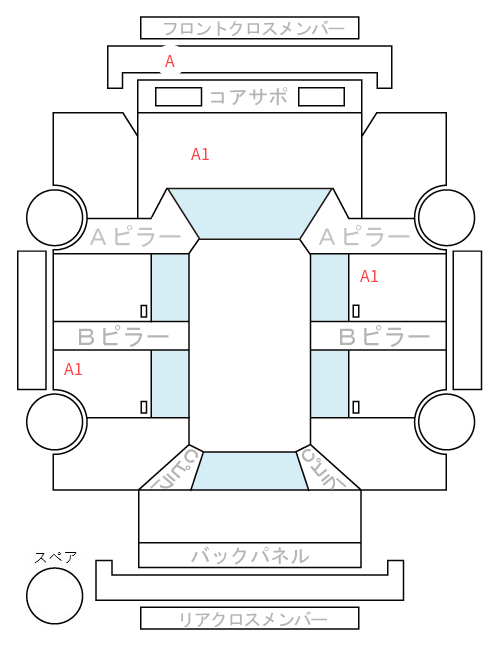 Body condition diagram (damage marks, Japanese labels)
