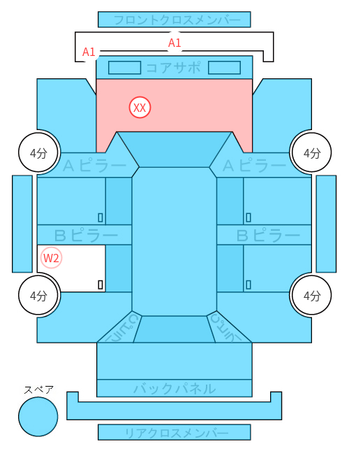 Body condition diagram (damage marks, Japanese labels)