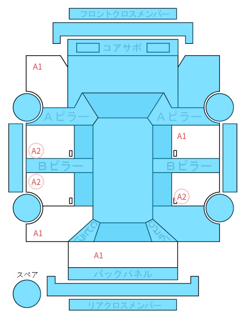 Body condition diagram (damage marks, Japanese labels)