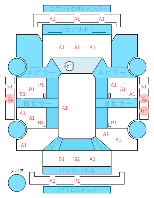 Body condition diagram (damage marks, Japanese labels)