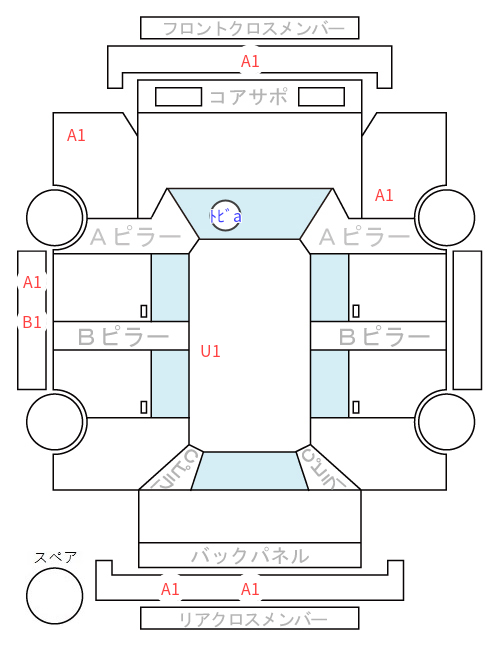 Body condition diagram (damage marks, Japanese labels)