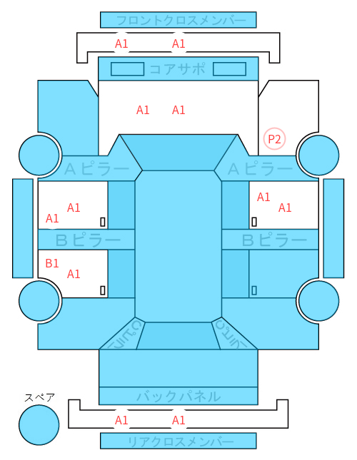 Body condition diagram (damage marks, Japanese labels)