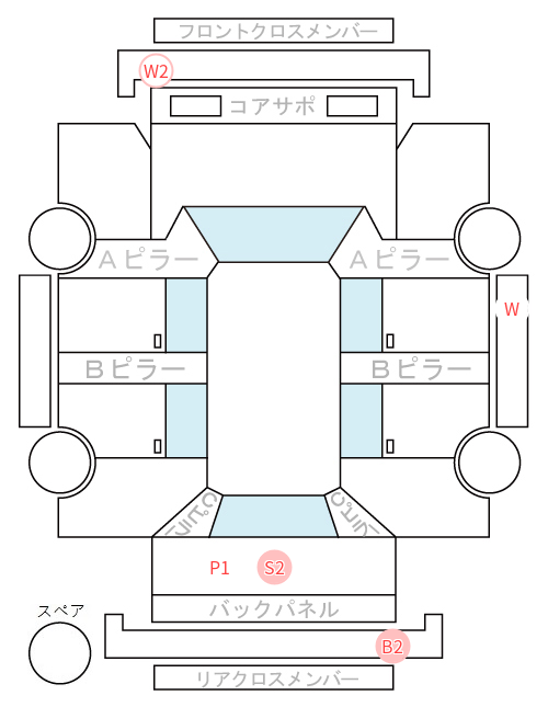 Body condition diagram (damage marks, Japanese labels)